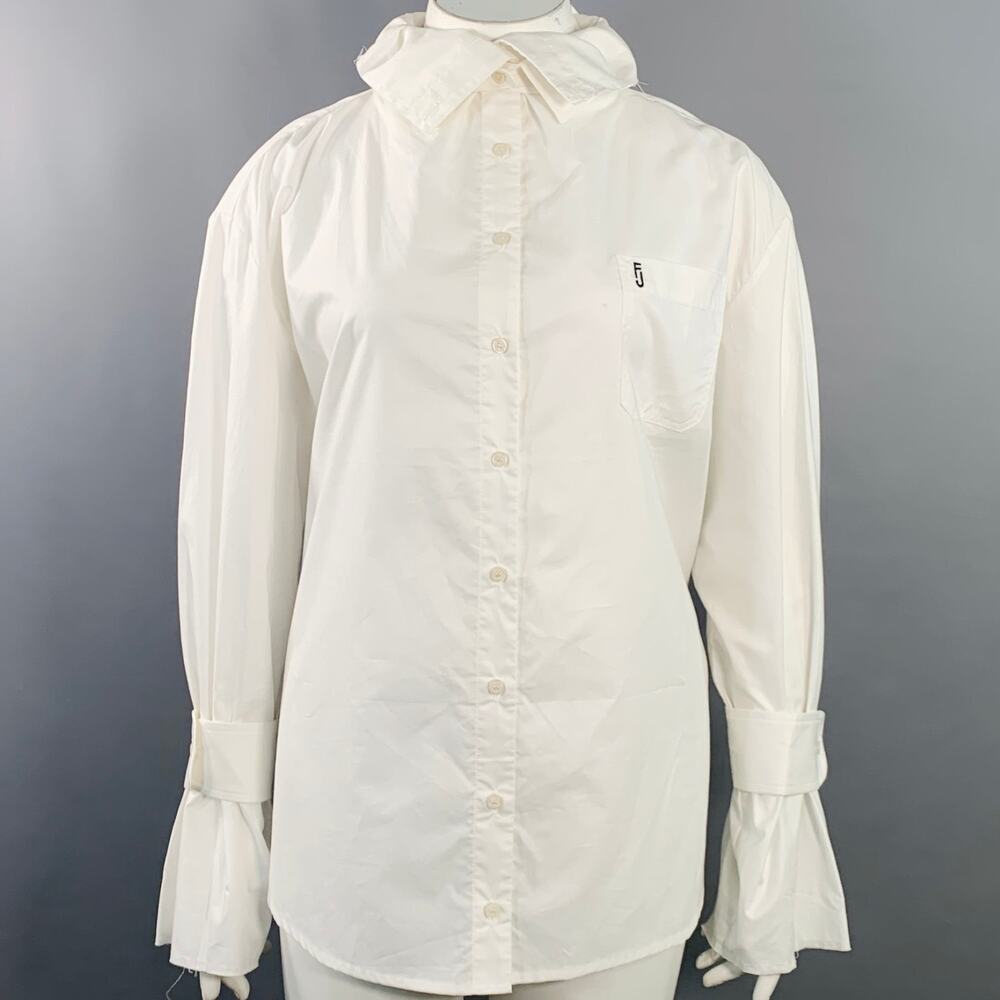 FACON JACMIN Size L White Cotton One Pocket Shirt